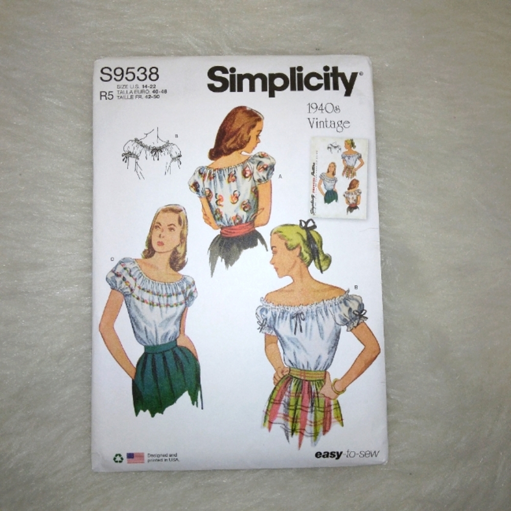 Simplicity White and Yellow Smocked Puff Sleeve Blouse